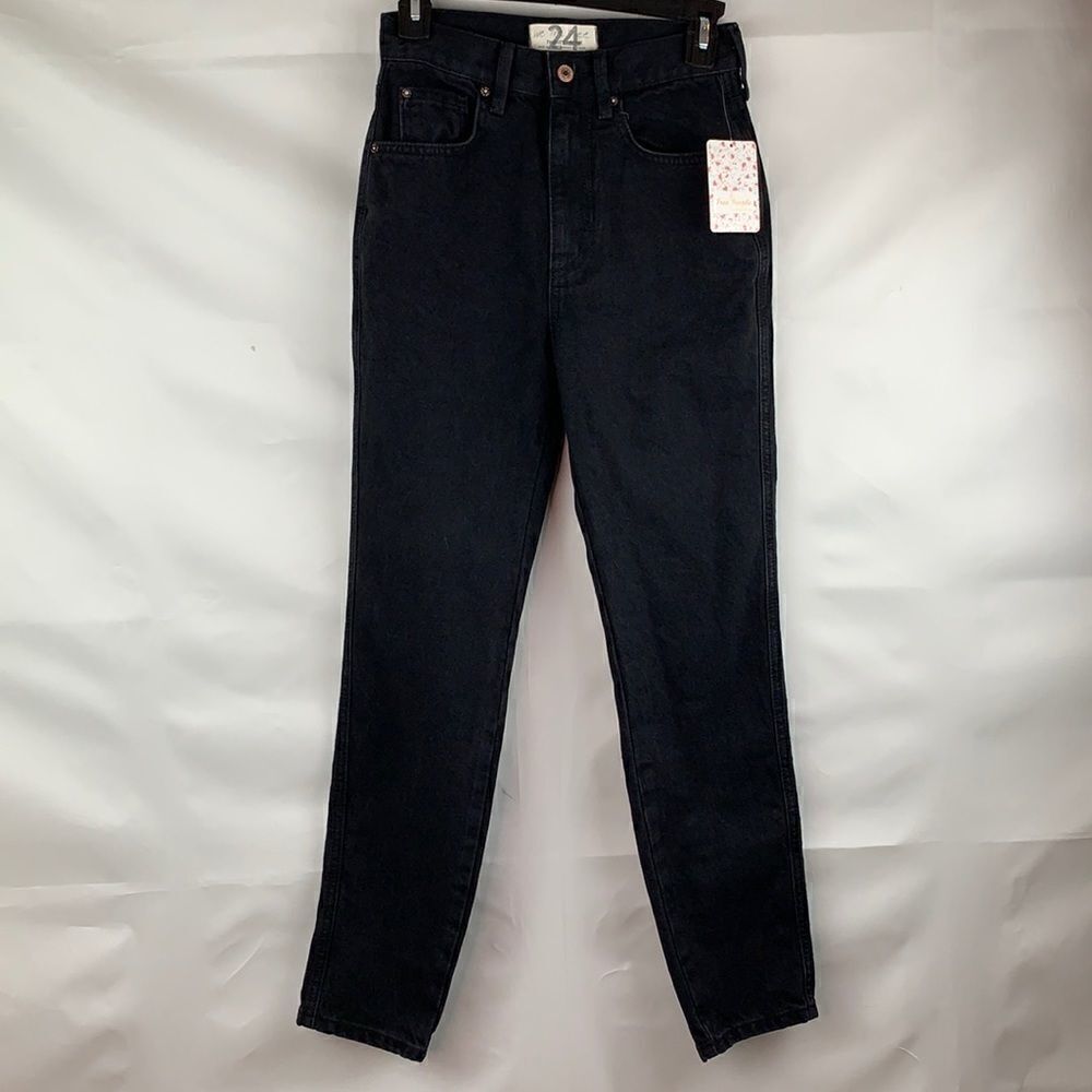 Free People Black Out high rise straight leg jeans